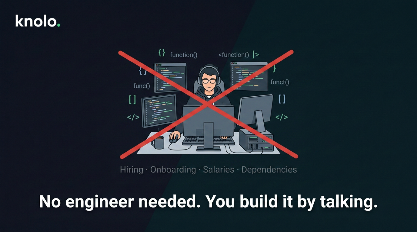 Engineer at desk crossed out — no engineer needed