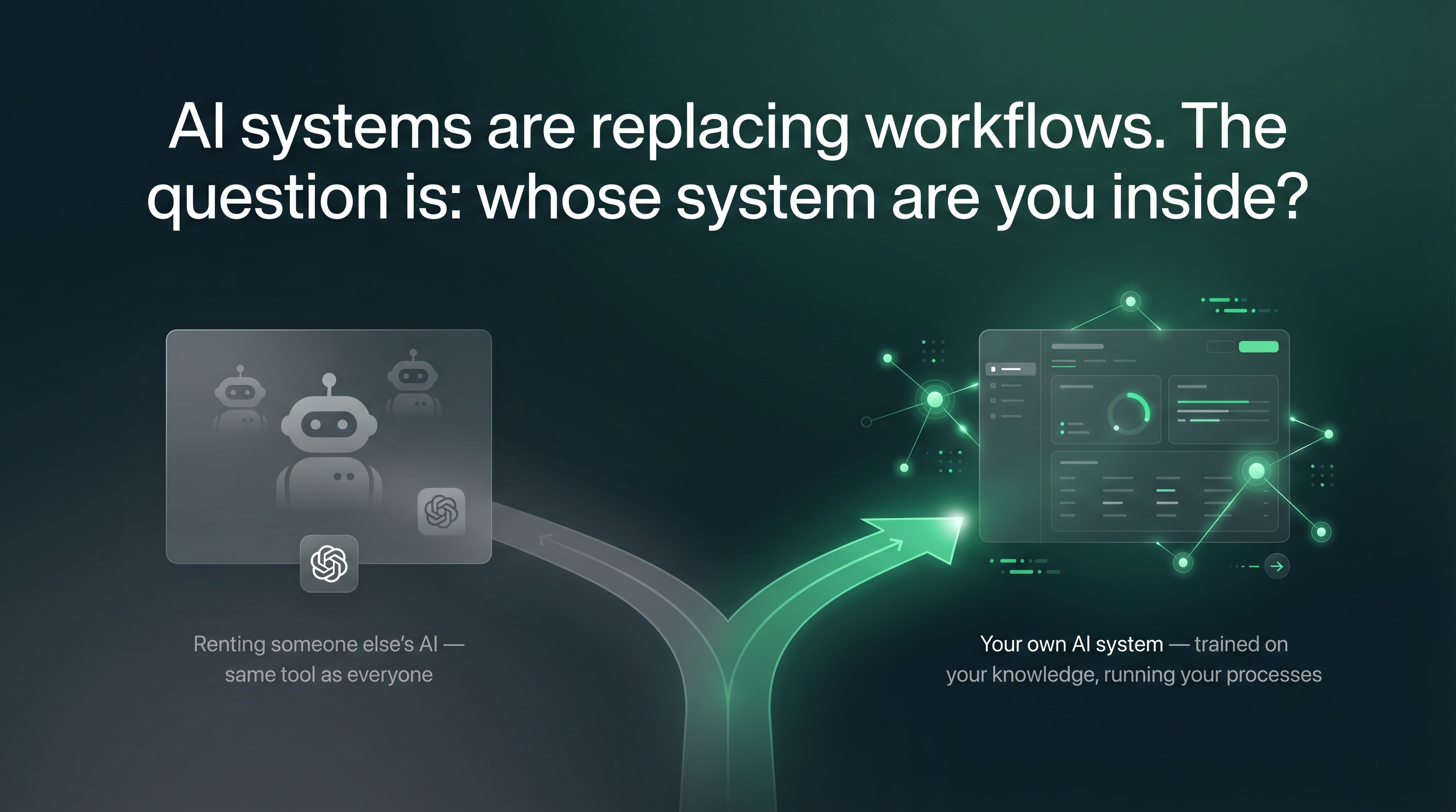Fork in the road — same tools as everyone else vs your own AI system